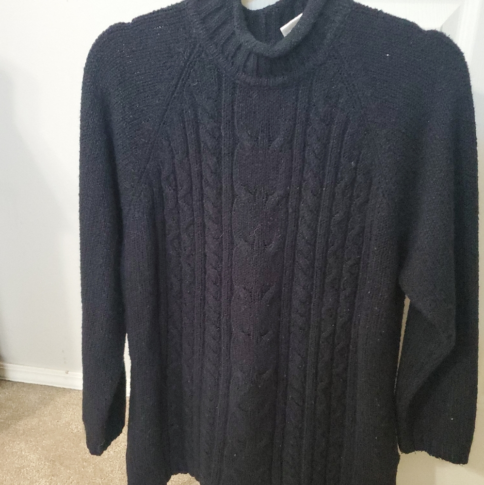 Womens black cable knit sweater